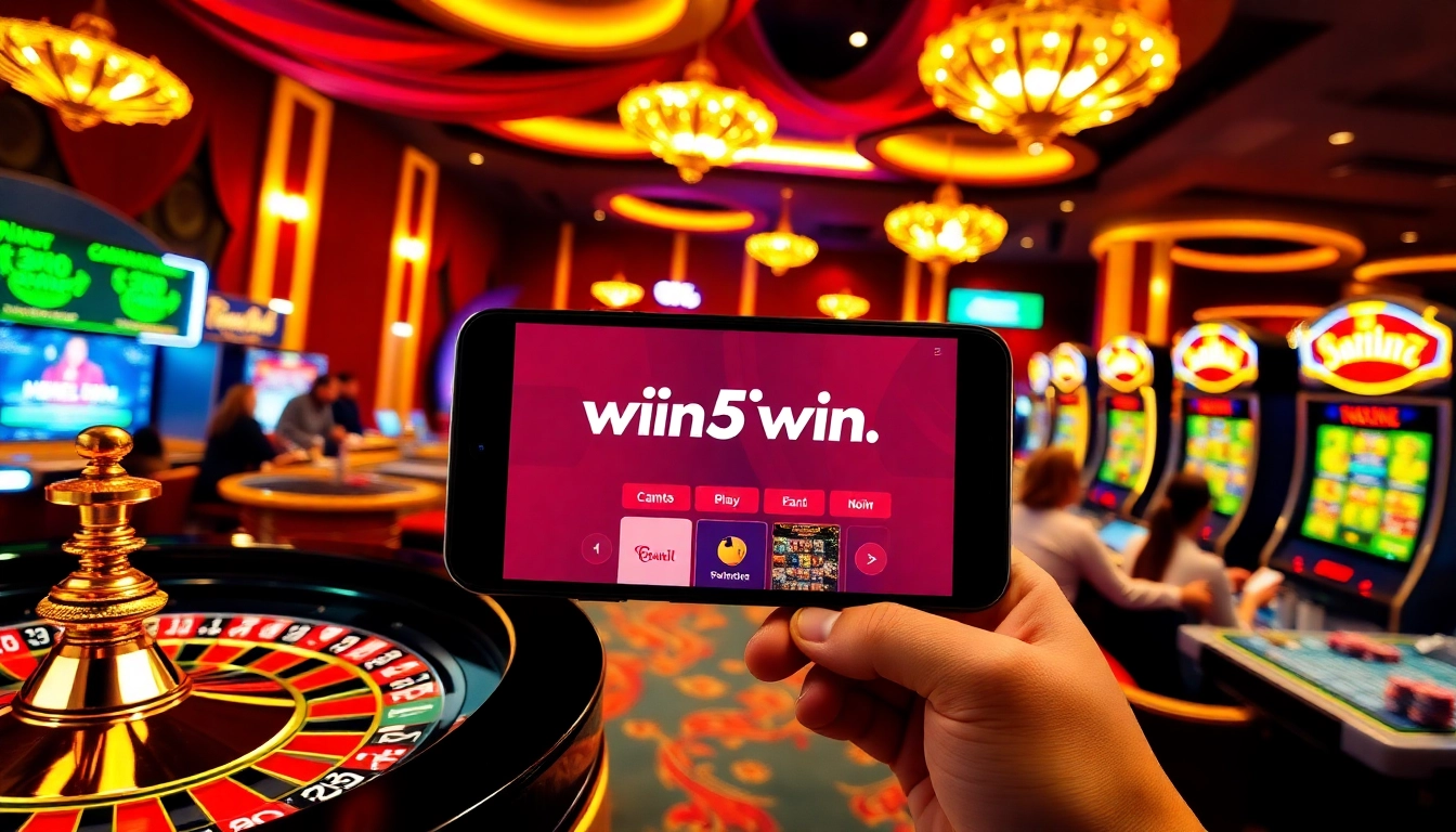 Experience thrilling games at win55win.live with casino tables and vibrant slot machines.