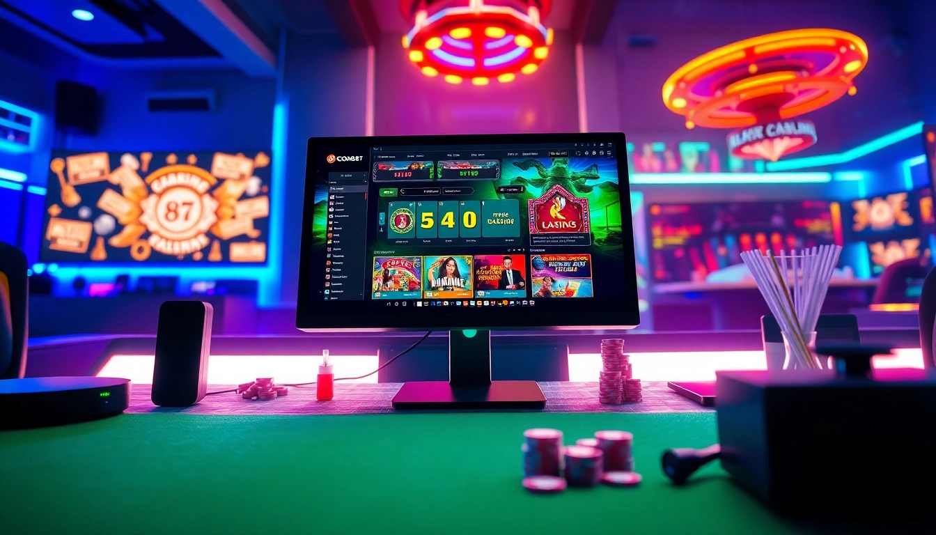Engaging online gaming setup highlighting good88.hu.net with vibrant casino game graphics.