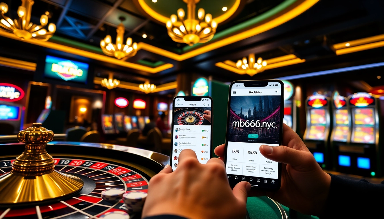 Excitement at mb66.nyc with players enjoying various gambling games including poker and slots.